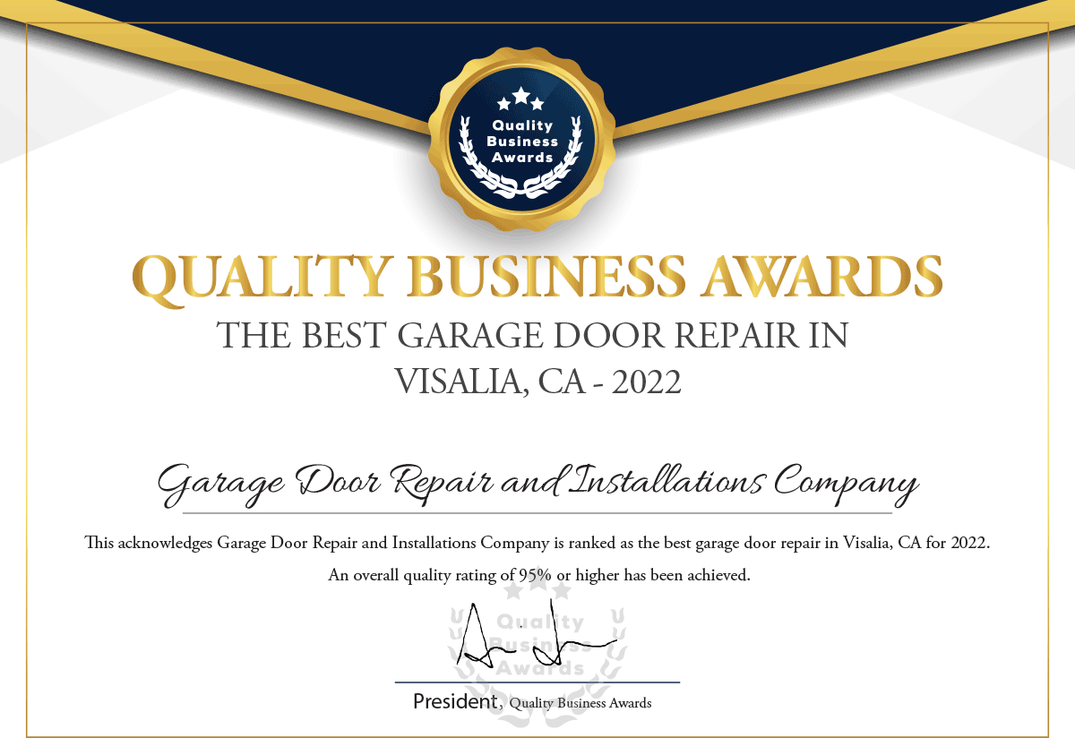 Quality Business Award Certificate